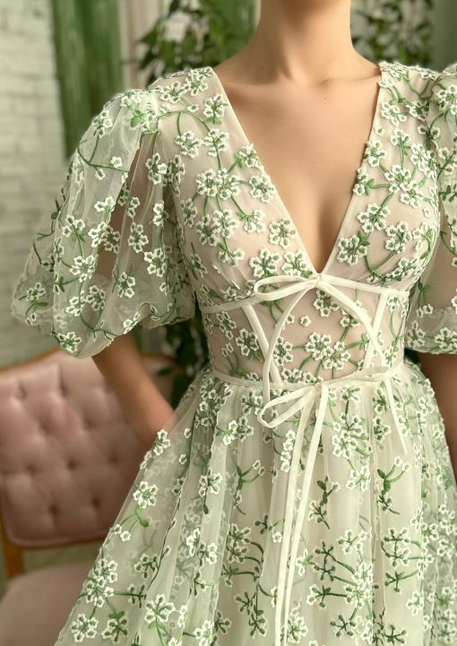 Teuta matoshi-Mint Camelia Gown
