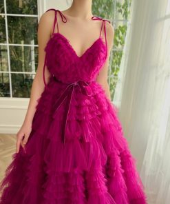 Teuta matoshi-Ruffled Roseate Gown