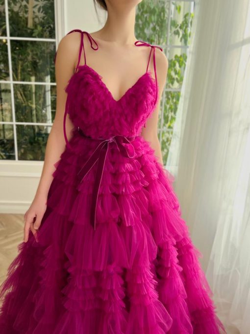 Teuta matoshi-Ruffled Roseate Gown