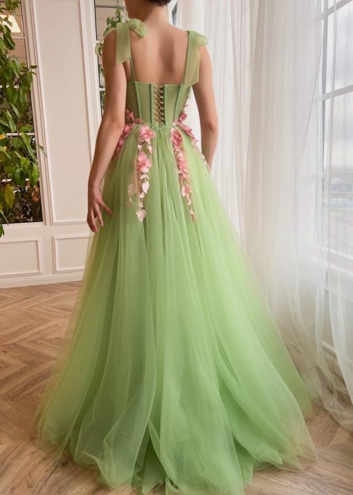 Teuta matoshi-Verdant Floral Waltz Gown - Image 2