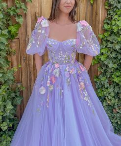 Teuta matoshi-Lavender Floral Gown