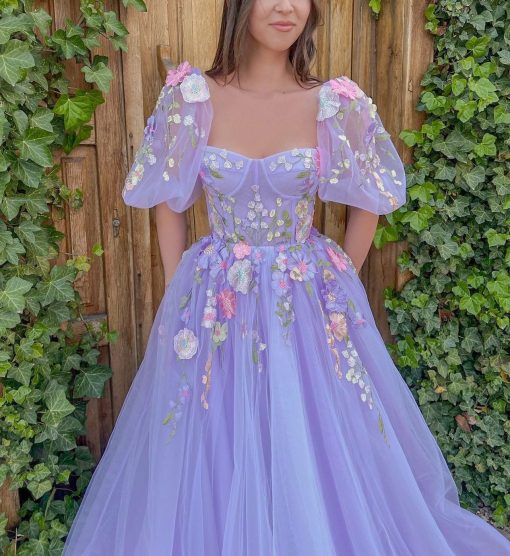 Teuta matoshi-Lavender Floral Gown