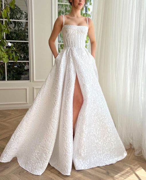 Teuta matoshi-Allison Ivory Brocade Gown
