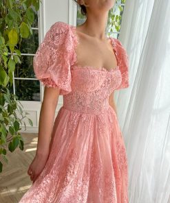 Teuta matoshi-Sweet Petunia Puffed Midi Dress