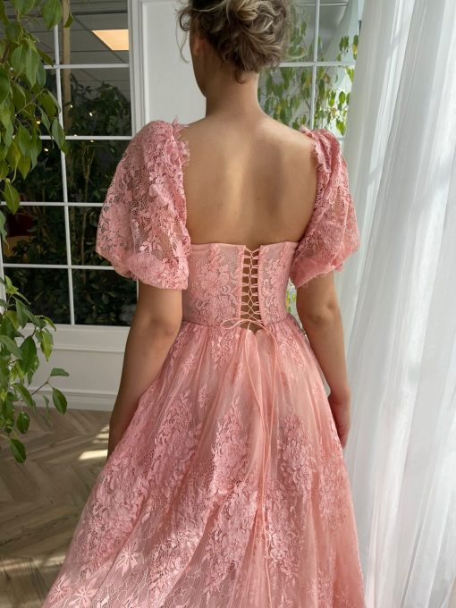 Teuta matoshi-Sweet Petunia Puffed Midi Dress - Image 2