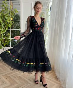 Teuta matoshi-Nightfall Bouquet Midi Dress