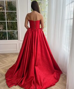 Teuta matoshi-Ruby Luminescence Pleated Gown 2