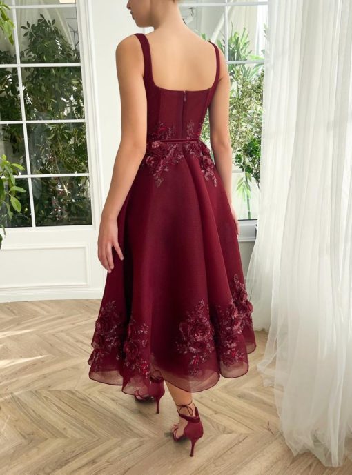 Teuta matoshi-Maroon Promenade Midi Dress - Image 2