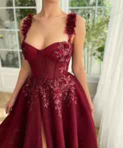 Teuta matoshi-Maroon Promenade Gown 2