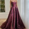 Teuta matoshi-Bordeaux Brocade Gown 3
