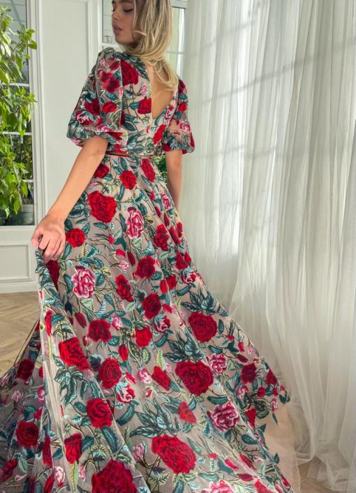 Teuta matoshi-Rose Romance Lace Gown - Image 2