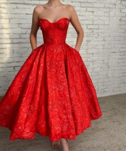 Teuta matoshi-Crimson Ball Gown