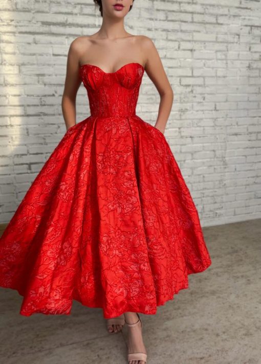 Teuta matoshi-Crimson Ball Gown
