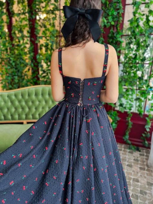 Teuta matoshi-Cherry Brocade Midi Dress - Image 2