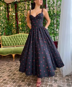 Teuta matoshi-Cherry Brocade Midi Dress