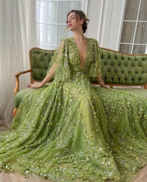Teuta matoshi-Verdant Winter Gown