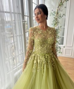 Teuta matoshi-Olive Bloom Gown 2