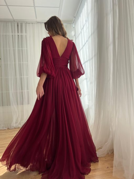 Teuta matoshi-Crimson Draped Gown