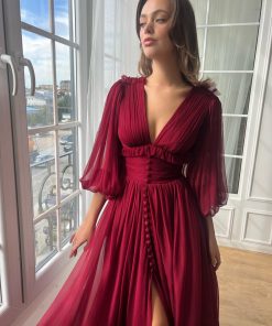 Teuta matoshi-Crimson Draped Gown 2