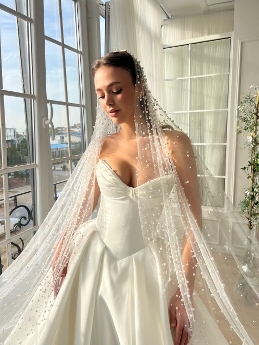 Teuta matoshi-Pearl Veil Gown - Image 2