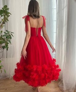 Teuta matoshi-Fiery Rose Midi Dress
