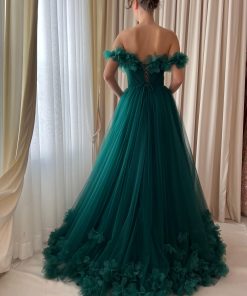 Teuta matoshi-Teal Breeze Tulle Gown