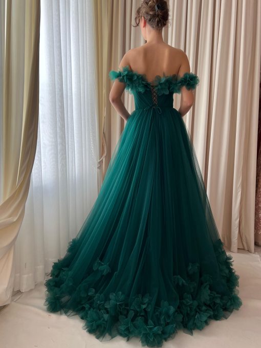 Teuta matoshi-Teal Breeze Tulle Gown