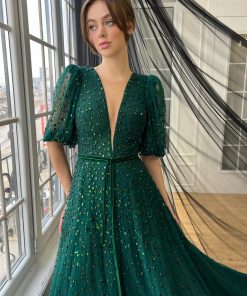 Teuta matoshi-Green Gemstone Gown 2