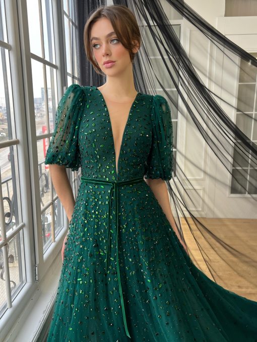 Teuta matoshi-Green Gemstone Gown - Image 2