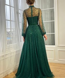 Teuta matoshi-Green Gemstone Corset Gown
