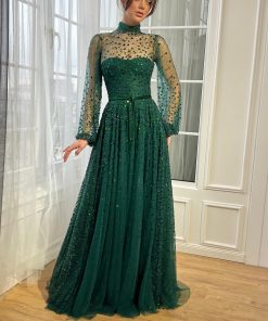 Teuta matoshi-Green Gemstone Corset Gown 2