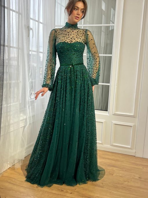 Teuta matoshi-Green Gemstone Corset Gown - Image 2