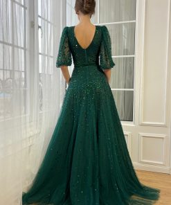 Teuta matoshi-Green Gemstone Gown