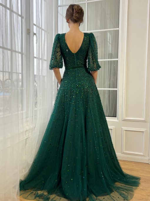 Teuta matoshi-Green Gemstone Gown