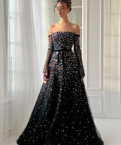 Teuta matoshi-Stardust Mosaic Off-Shoulder Gown 2