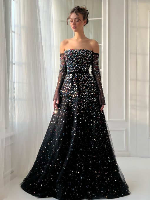 Teuta matoshi-Stardust Mosaic Off-Shoulder Gown - Image 2