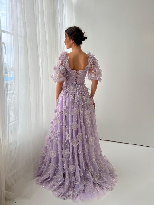 Teuta matoshi-Periwinkle Magnolia Corset Gown