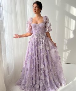 Teuta matoshi-Periwinkle Magnolia Corset Gown 2