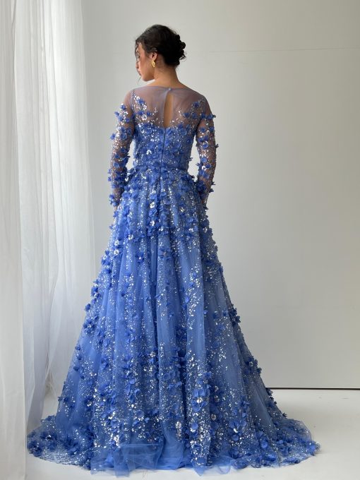 Teuta matoshi-Cerulean Blooms Serenade Gown
