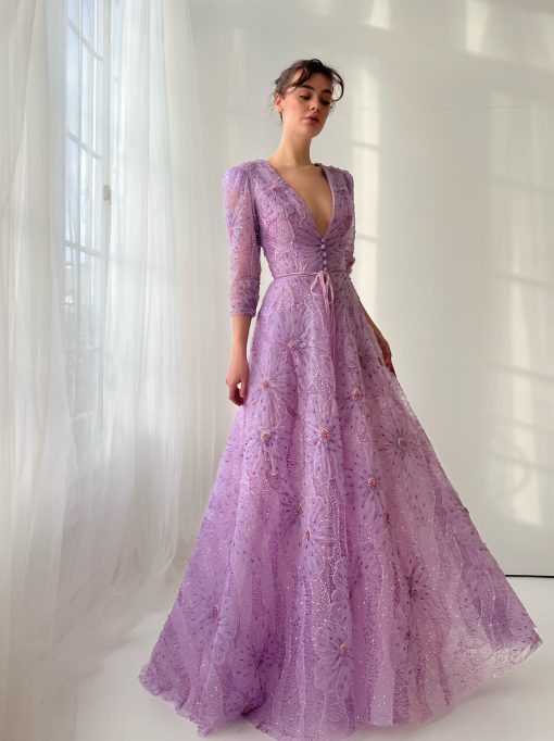 Teuta matoshi-Lilac Cascade Gown - Image 2