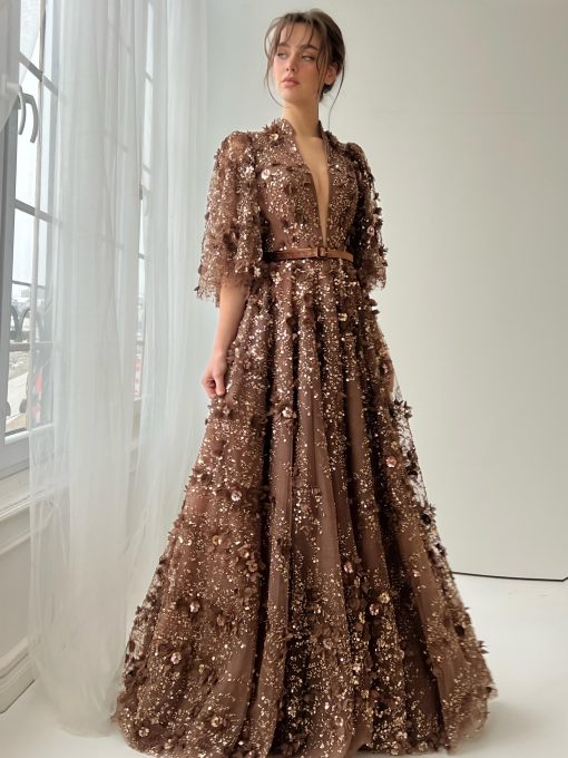 Teuta matoshi-Mocha Petal Dream Gown - Image 2