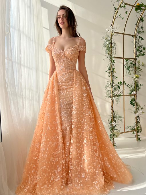 Teuta matoshi-Peachy Floral Ball Gown - Image 2