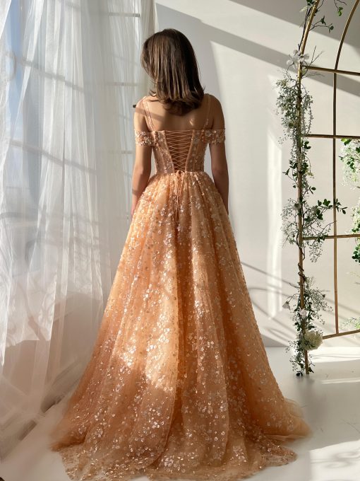 Teuta matoshi-Peachy Floral Ball Gown