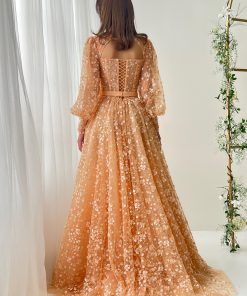 Teuta matoshi-Peachy Floral Gown