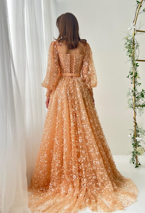 Teuta matoshi-Peachy Floral Gown