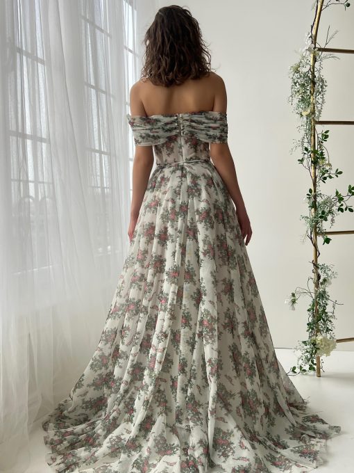 Teuta matoshi-Vintage Painting of Roses Gown - Image 2