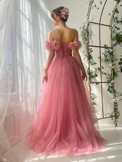 Teuta matoshi-Pink Petals Tulle Dress
