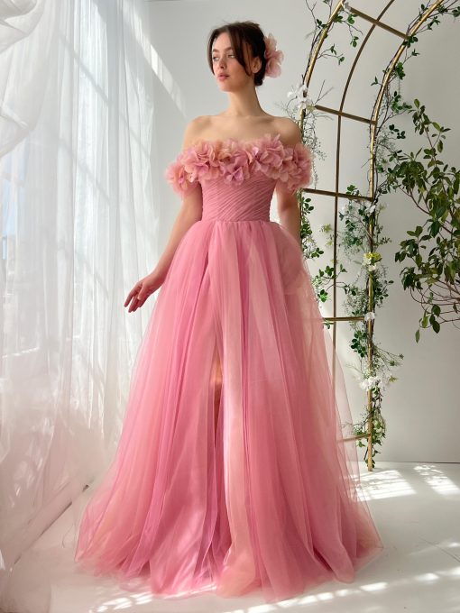 Teuta matoshi-Pink Petals Tulle Dress - Image 2