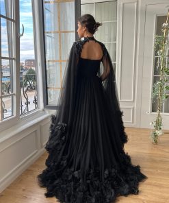 Teuta matoshi-Blackrose Draped Gown