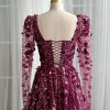 Teuta matoshi-Burgundy Dantelle Midi Dress 4
